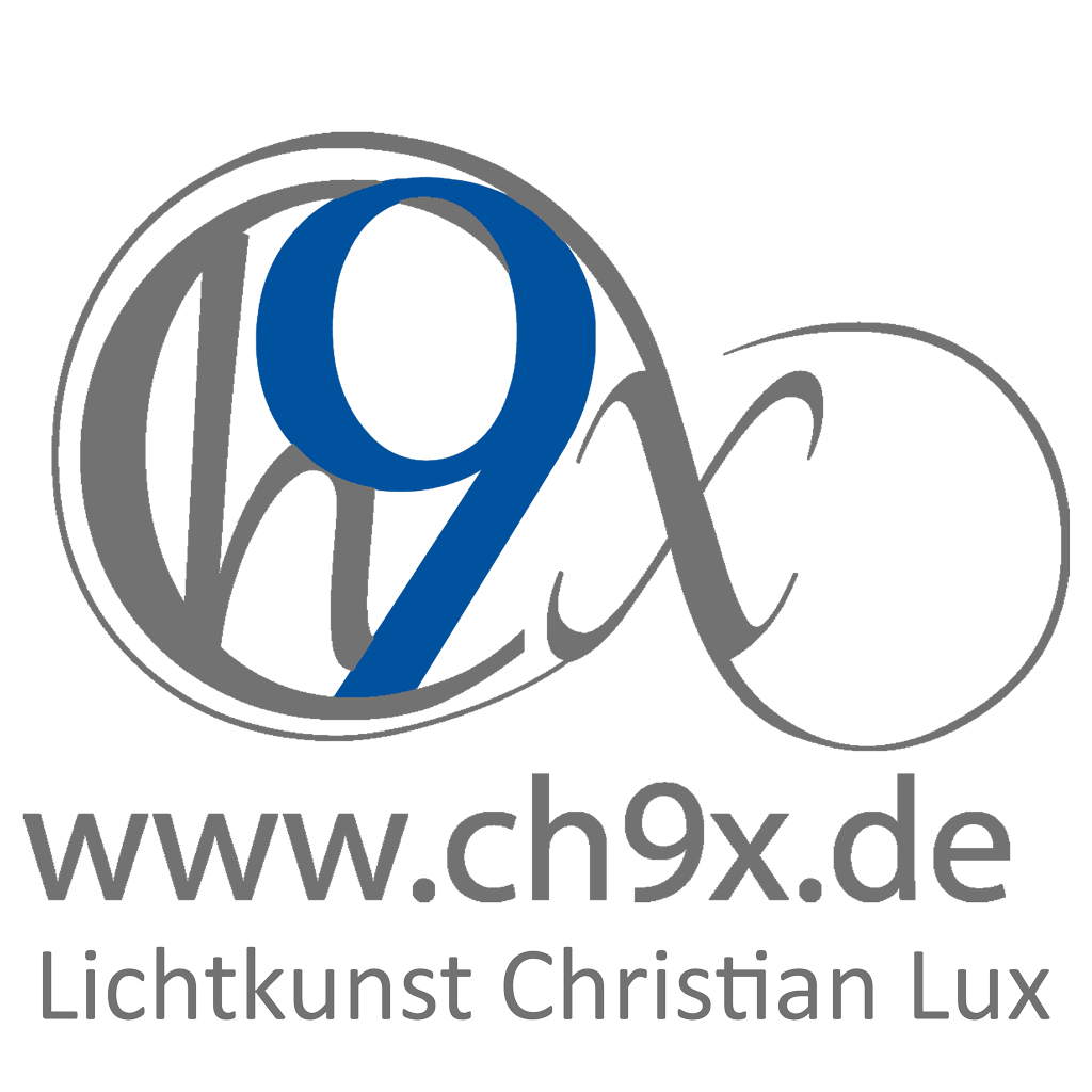ch9x – Lichtkunst Christian Lux Logo in Königsblau und Grau