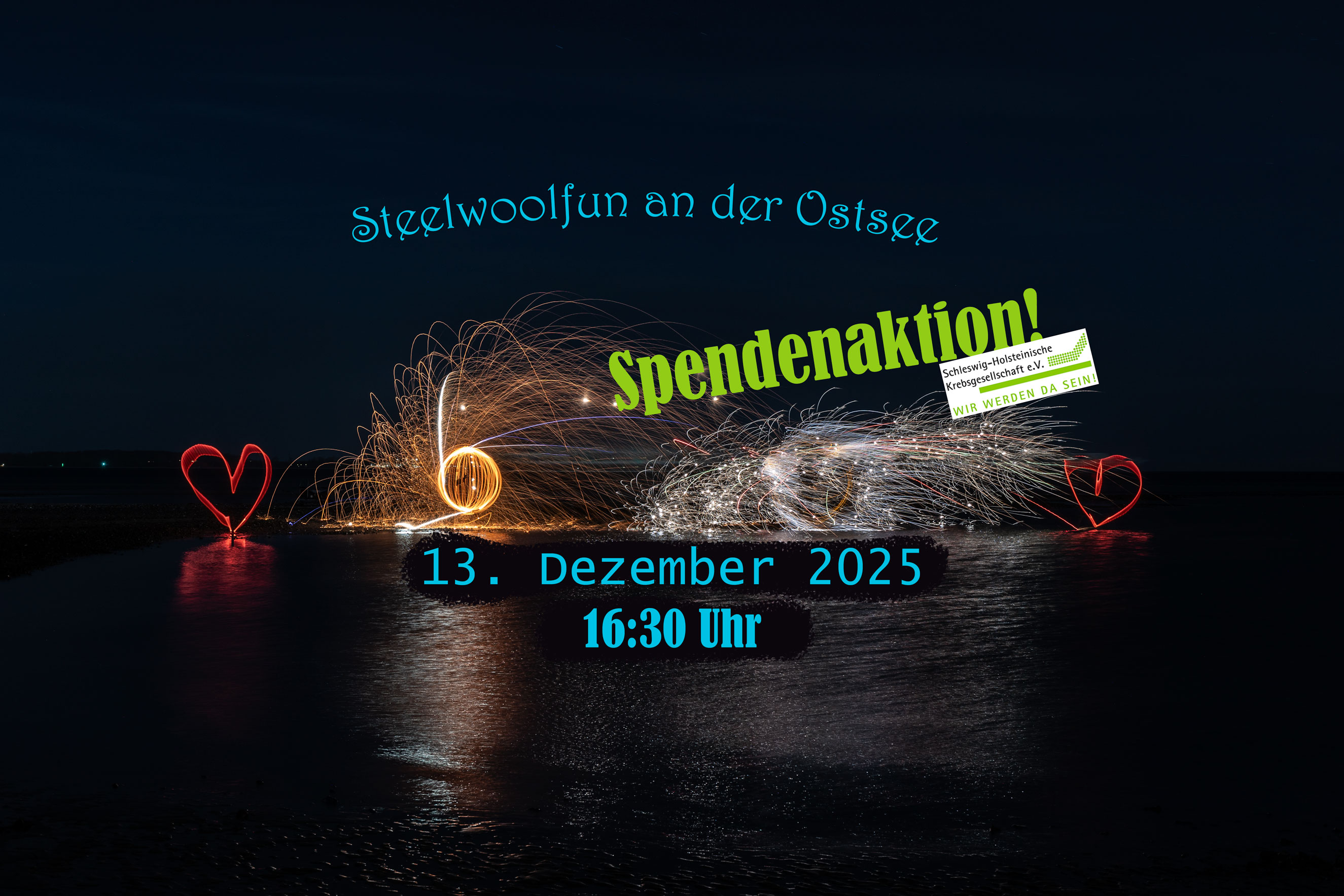 Plakat-Aufforderung zur Spendenaktion für die Krebsgesellschaft Schleswig-Holstein