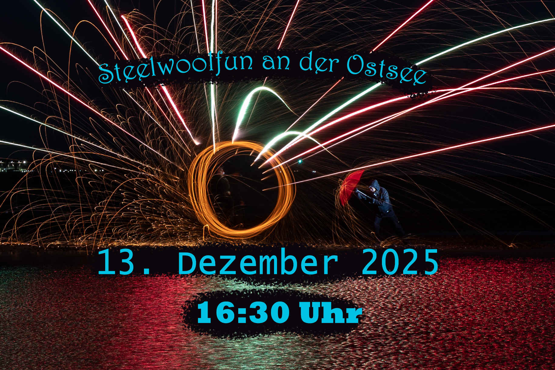 Stahlwoll-Fontäne beim 15. Steelwoolfun an der Ostsee in Laboe